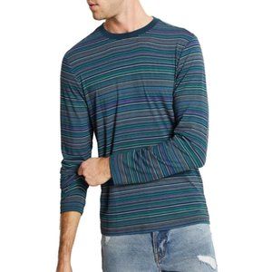 NWT Guess Men's Saturday Blue Stripe Long Sleeve Shirt S